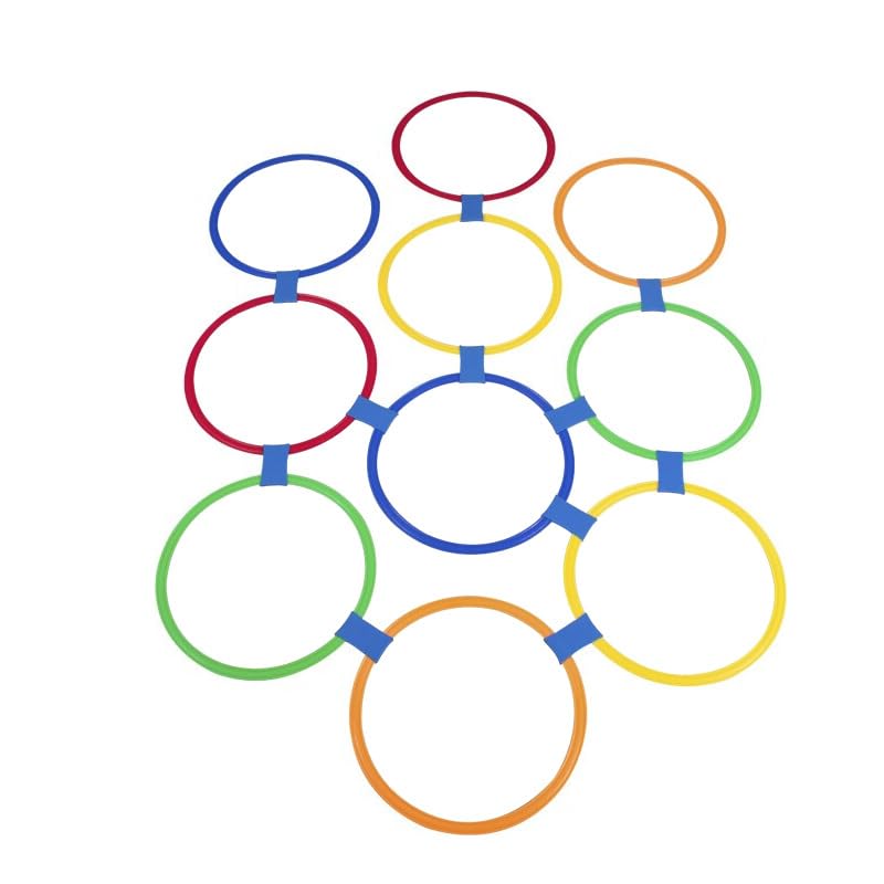 Colorful 10-Piece Hopscotch Ring Set, 28cm, Kids Hopscotch Playground Equipment, Kids Training Equipment, IndoorOutdoor Play, Exercise Practice,
