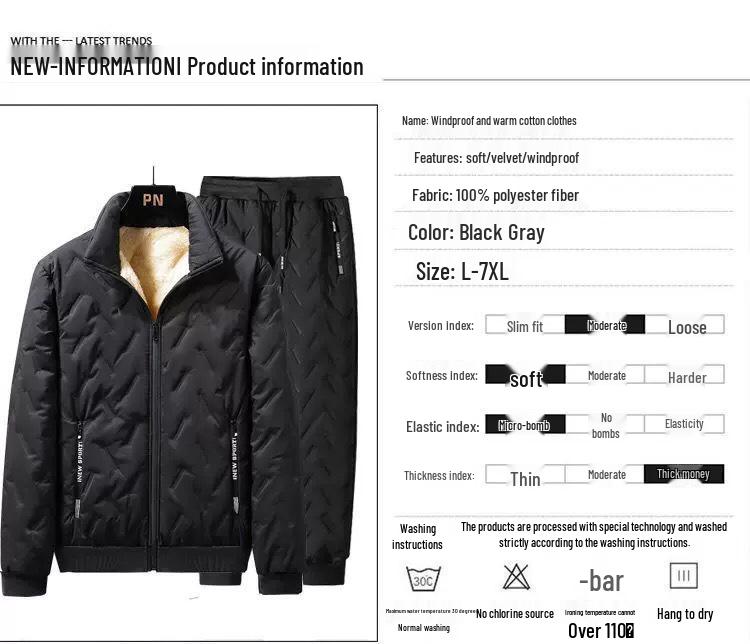 Woodpecker Herren Winter Warme Baumwoll-Sport-Hosen Set aus Lammwolle & Fleece