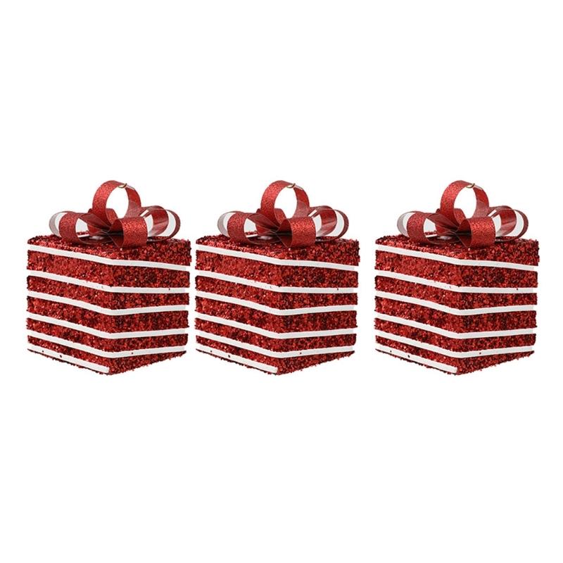 2pcs/3pcs Mini Gift Box Ornaments Delightful Christmas Tree Decor with Lanyard