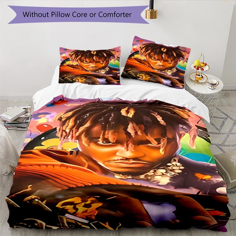 3pcs Juice WRLD1 Pattern Bedding Set Duvet Cover Set Includes Duvet Cover &pillowcases, Perfect All Season Bedroom Decoration & Gift