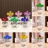 Creative Crystal Rose Sculpture Colorful Handmade Rose Bouquet Ornaments Small Reflect Crystal Rose Bundle Home Decorations