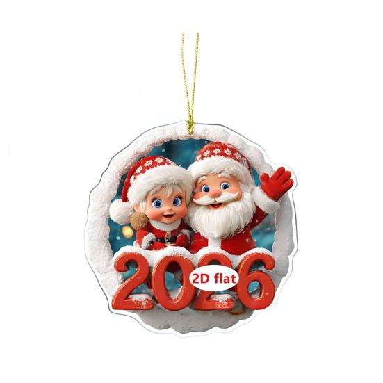 Christmas Ornament Cartoon Santa Claus Snowman Reindeer 2D Acrylic Christmas
