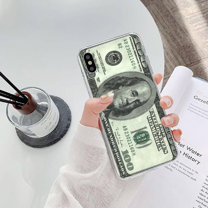 U.S. Dollar Money Phone Case For IPhone 14 13 12 11 XS X 8 7 6 Plus Mini Pro Max SE 2022 Soft Transparent Phone Cover