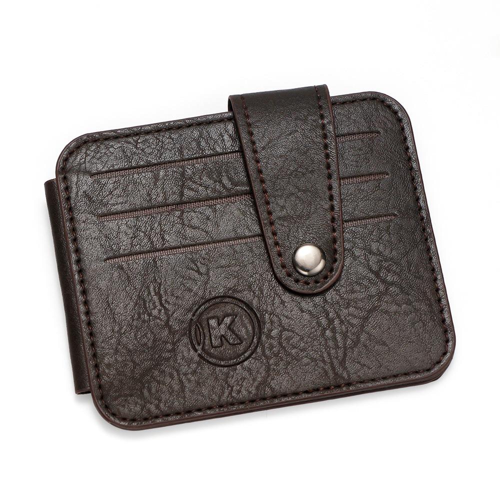 Vintage Ultra-thin Coin Purse PU Leather Mini Card Bag Handheld Wallet Men кофейный
