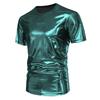 T-shirt da Uomo Lucida Metallica Estiva Casual Girocollo Manica Corta Top Magliette Nuova Moda Oro Costume di Scena Festa Disco Nightclub Tee