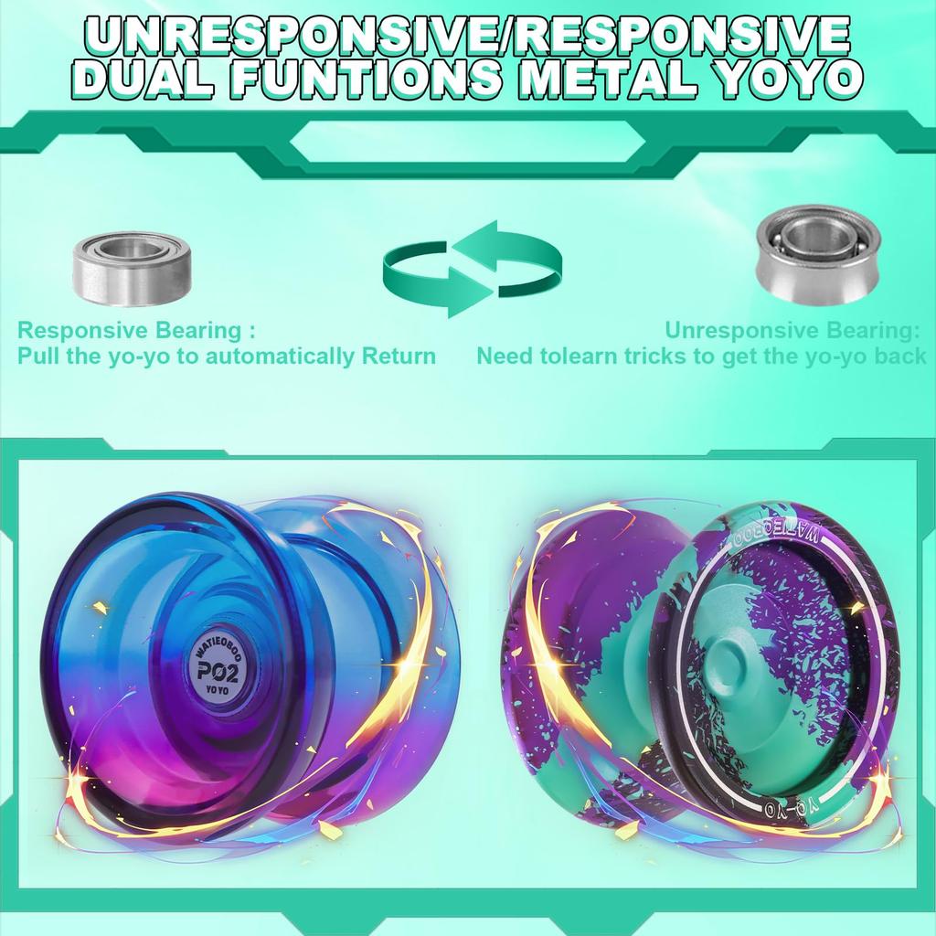 WATIEOBOO Yoyo P02 Dual Color and Camouflage Metal Dual Mode To Perfect for Professional Players and Includes a Free Accessory Gift 2-Piece Set Yo-Yo