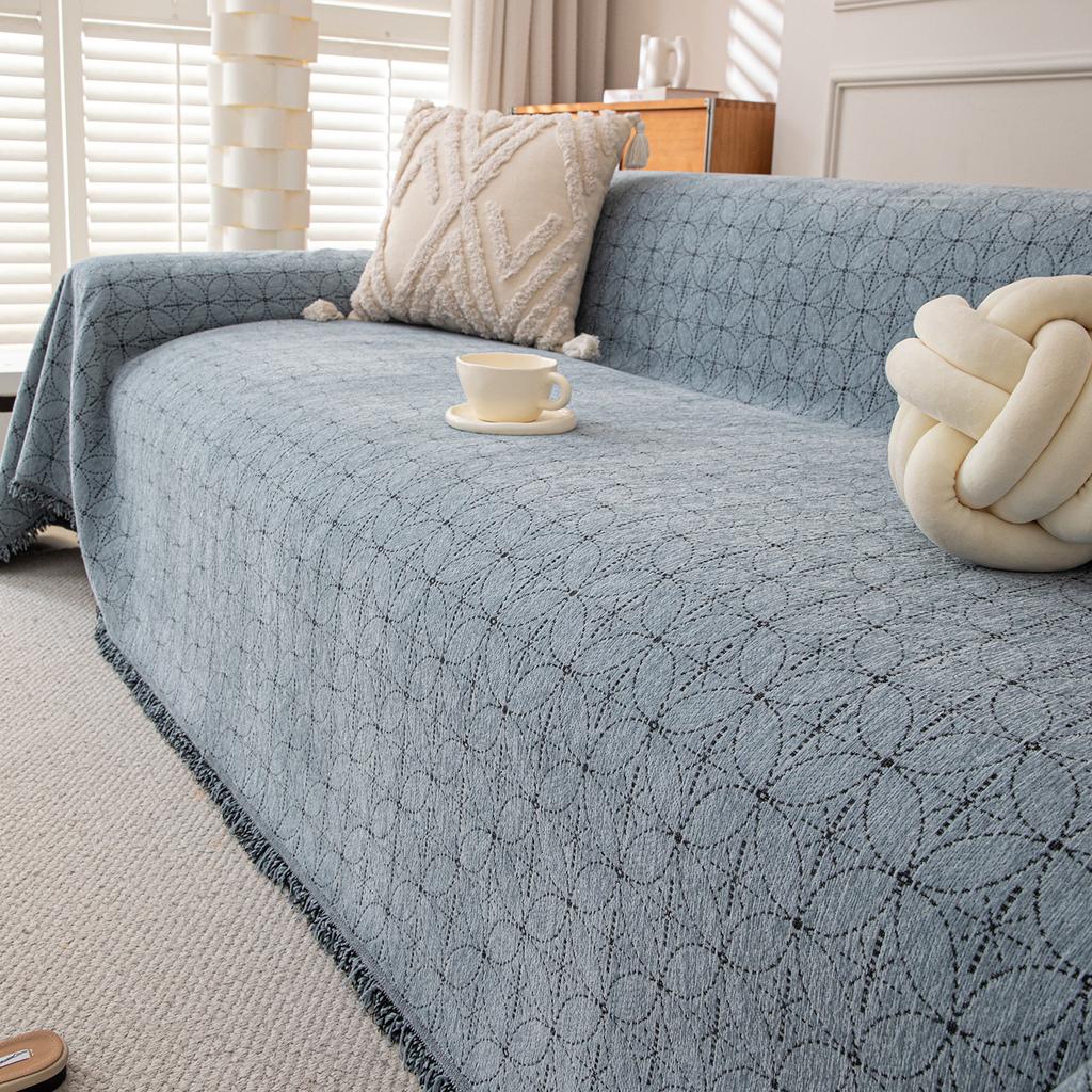 Solid Color Chenille Sofa Cover Modern Minimalist Full Coverage Slipcover Blanket
