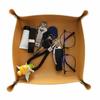 Elegant Folding Storage Trays Anti-slip Faux Leather Anti-Scratch Bronzing Organizer for Desktop