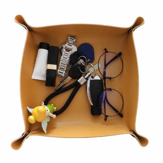 Tăvi de depozitare pliabile elegante, anti-alunecare din piele artificială, anti-zgârieturi, bronzare, organizator pentru desktop