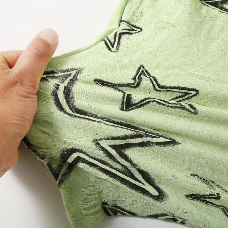 Men's Plus Size Star Print Textured T-Shirt, Casual Loose Short Sleeve Tee (5XL-11XL)