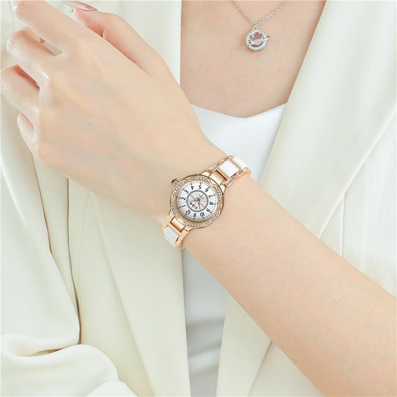 Elegante Orologio da Donna in Quarzo Cielo Stellato con Design Ceramico Intarsiato di Diamanti