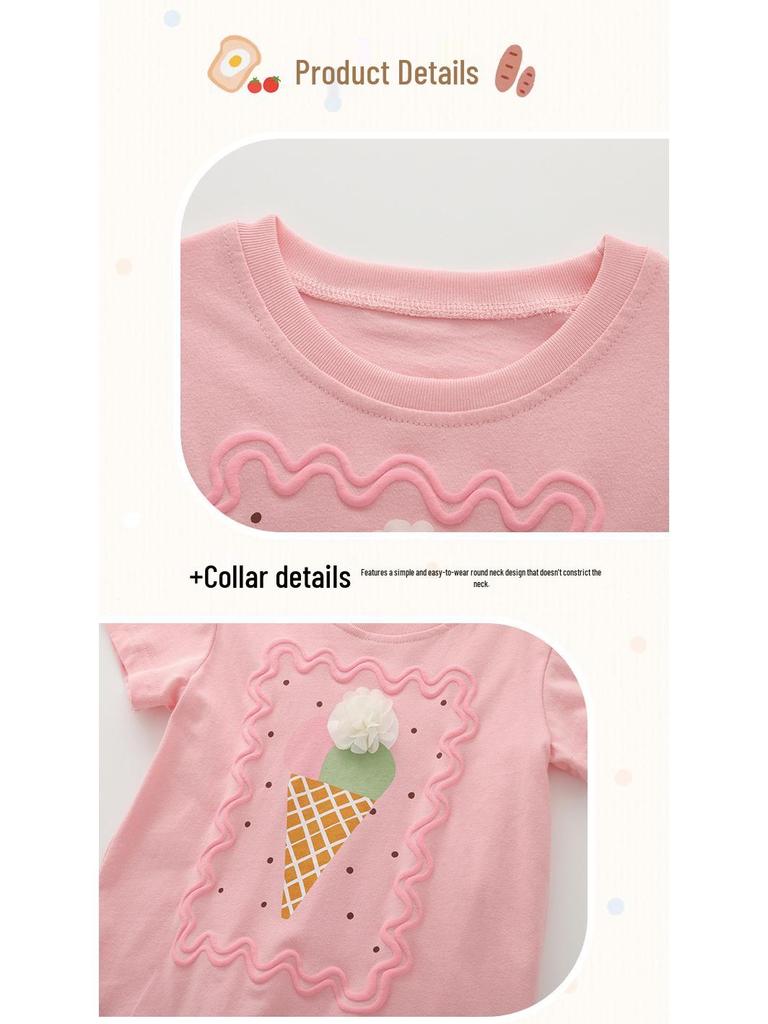 Malwee Sommarset för flickor med T-shirt och byxor med resår i midjan