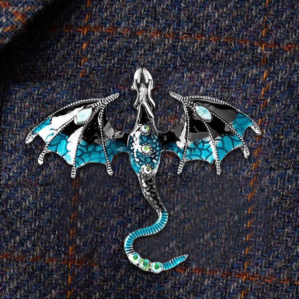 Fliegende Drachenbrosche Vintage Drachenbrosche mit Strass Emaille Drachenbrosche Exquisite Kleidung Hut Taschenaccessoires