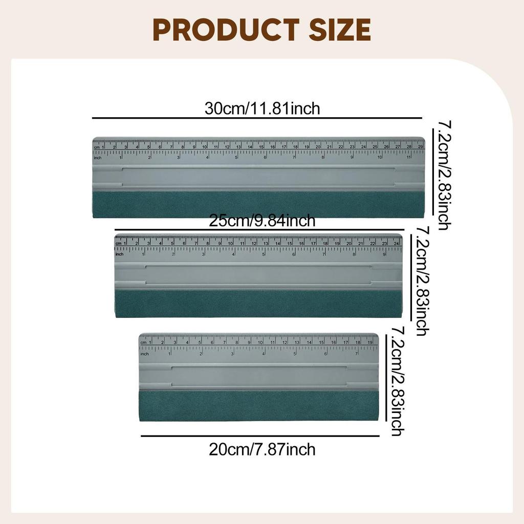 3 Pieces Felt Squeegees Set for Vinyl Convenient Wtih Ruler Big Size Wallpaper Squeegee for Window Tint Cars Mirror Sign