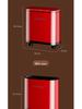 Red Oval Press-Type Trash Can with Lid for Bathroom and Living Room