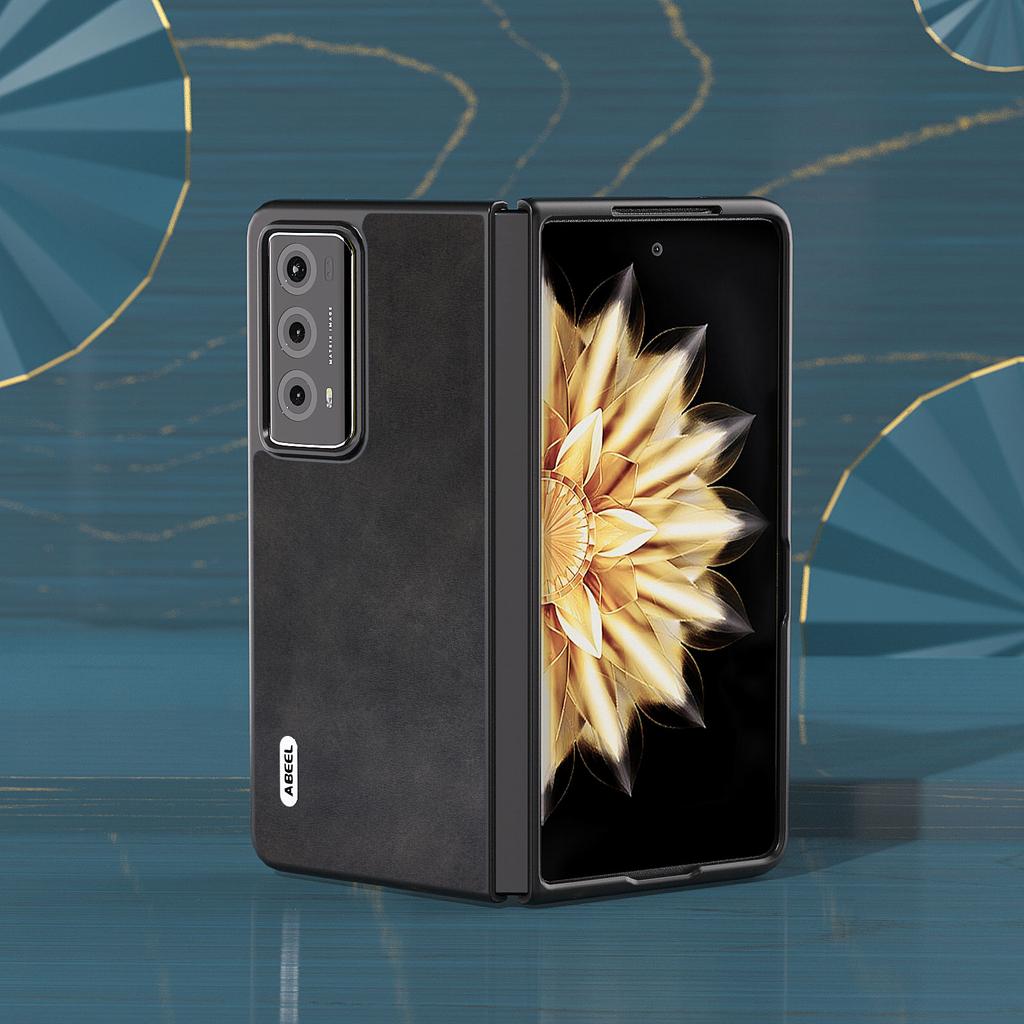 ABEEL Folding Phone Case for Honor Magic V2 5G,Cowhide Texture PU Leather Coated PC Back Cover