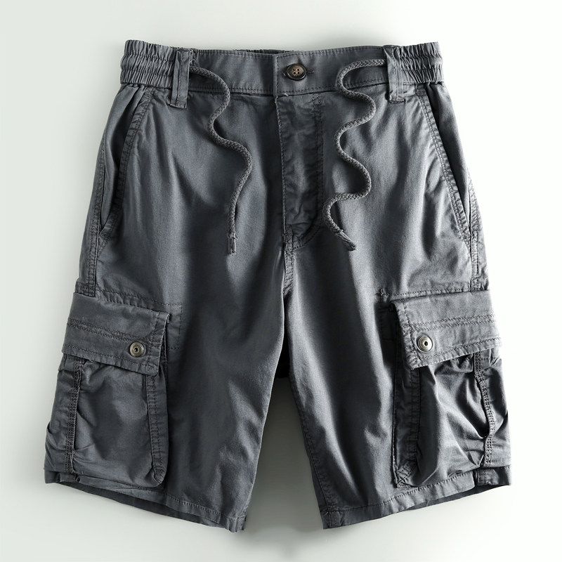 Trade Men s Clothing Original Overplus Order Big Brand Cut the Tag off Export Orders Tail Goods Multi-pockets Cargo Middle Pants Fifth Pants Fashion Gray EUR31