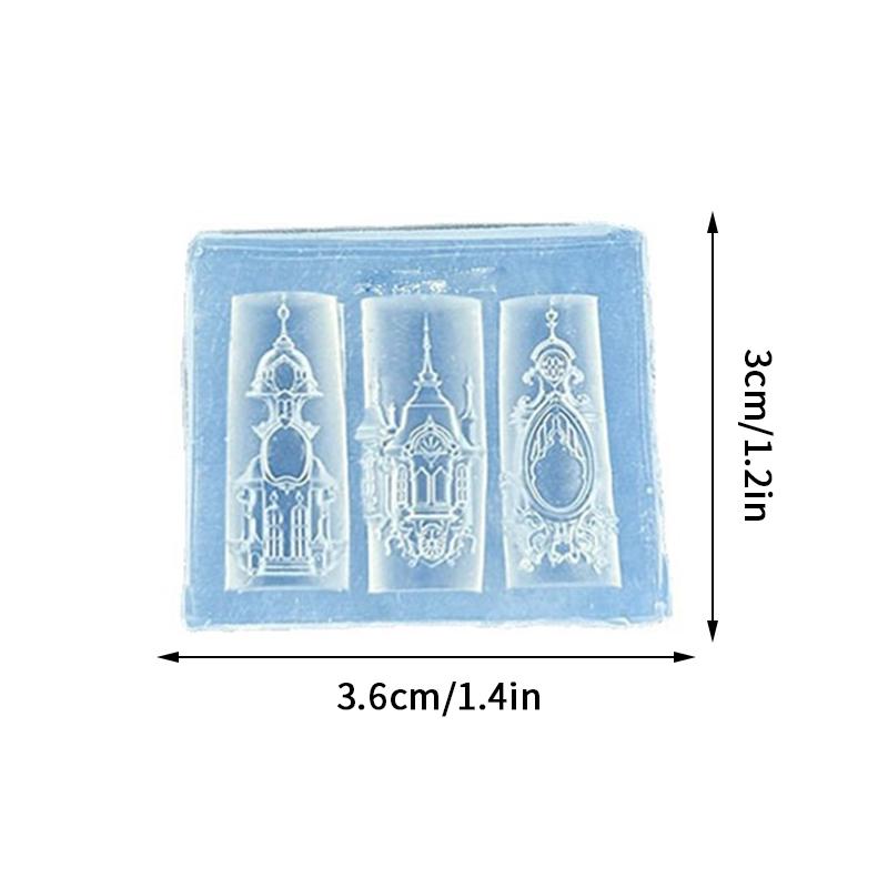 

3D Silicone Manicure Mold European Style Castle Church Nail Art DIY Decor Transparent Gel Nail Stamping Template прозрачный