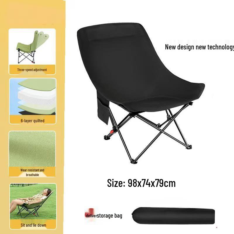 Portable 3-Position Adjustable Recliner Moon Chair for Outdoor Camping, Beach, and Breaks