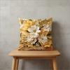 2D Luxury Golden White Flower Pillow Cover Elegant Floral Print Cushion Case For Sofa Couch Modern Boho Home Decor Gift