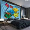 Mr. Men Little Miss Custom Name Wall Tapestry Aesthetic Wall Hanging Printed Fabric Blanket Decorative Tapestries for Bedroom Living Room Home Decor