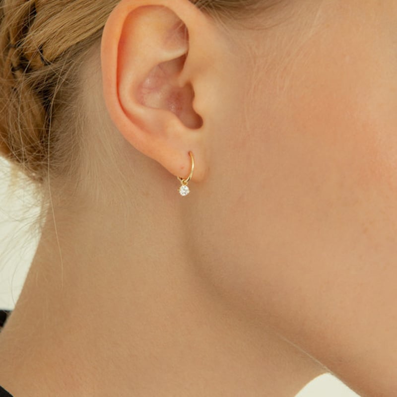 

LUNNE 14k 10mm Signity Q Drop One-Touch Earrings (14k Gold) #L27 14k rose gold (single piece)