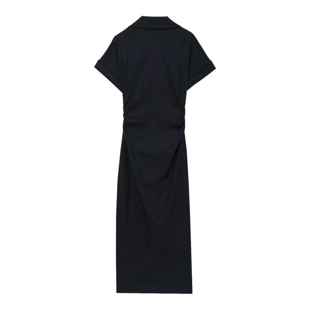 Women's Summer 2025 Linen Blend Slim Fit V-Neck Midi Dress