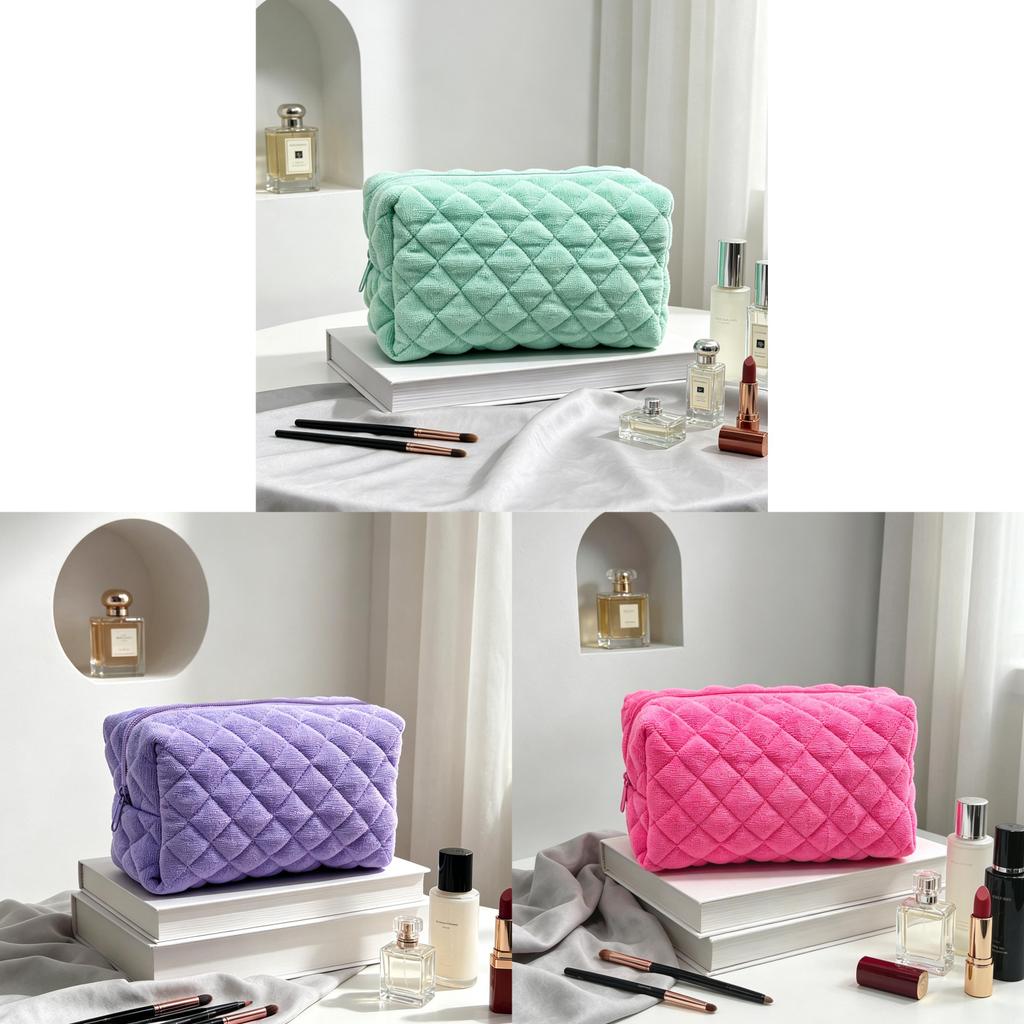 Plush Travel Toiletry Bag With Zipper For Women Storage Organizer