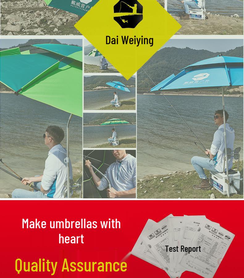 Daiwei Outdoor Rainproof Sun Protection Folding Fishing Umbrella, Universal Fit, 2.4m & 2.2m Sizes