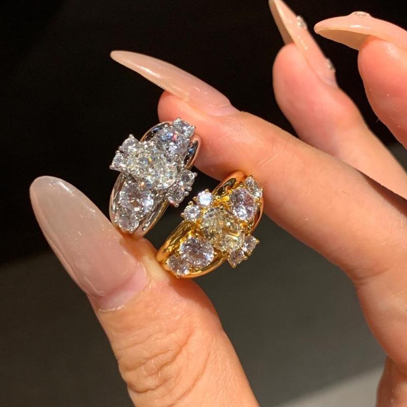 Classic Copper Alloy Zircon Ring Ladies Jewelry Wedding Promise Party Gift