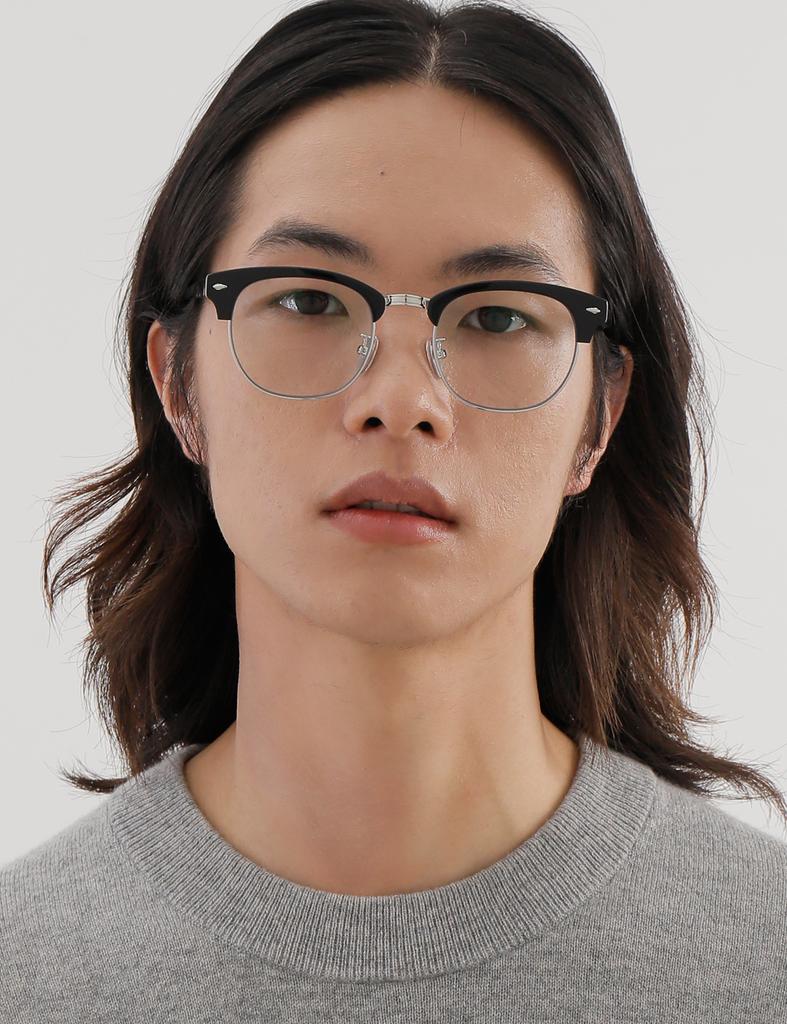 Leunehauwin June Black Silver Dr0602B Blue Light Blocking Glasses