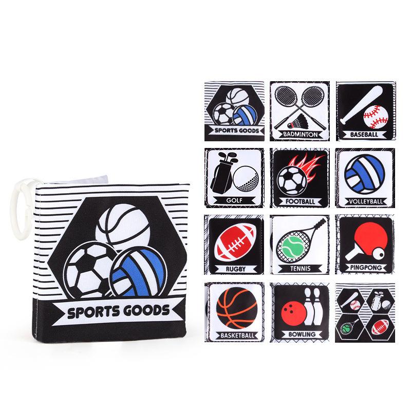 Baby Soft Clothes Book Black and White High Contrast Visual Stimulation Book Toddler Early Learning Educational Book Sensory Toy