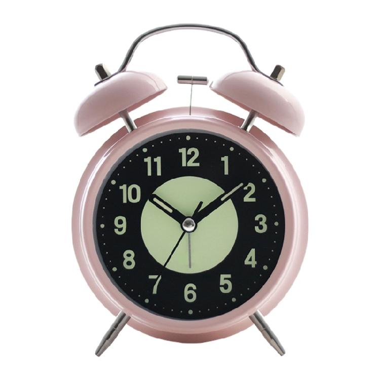 Heavy Sleepers Alarm Clock Green Fluorescent Display Quiet Mechanism Twin Bells Nightlight Included Bedroom Table Clock