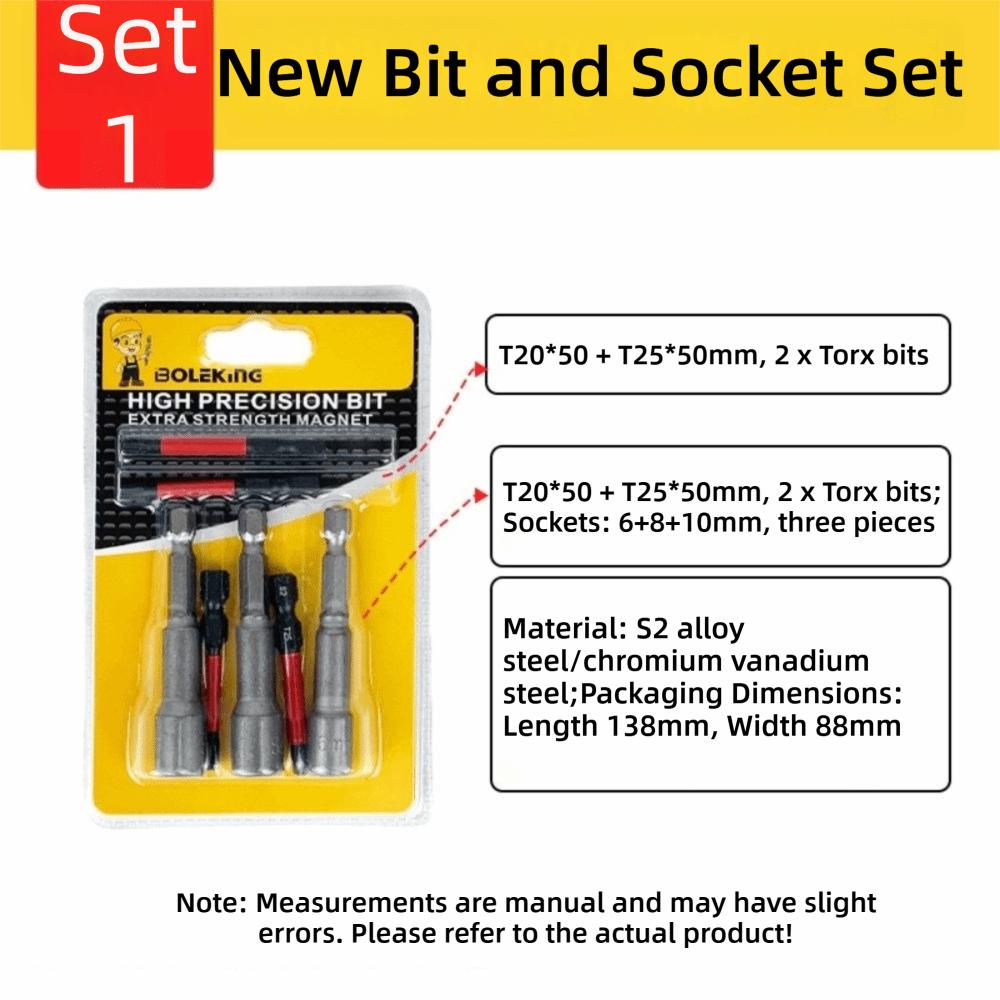 

7PCS/SET Durable Alloy Steel Magnetic Screwdriver Bit 65mm Extended Anti-Slip Design Sleeve Hex Cross Screwdriver Power Drills