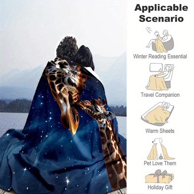Animals Giraffe Thin Blanket Lightweight Flannel Throw Blankets For Sofa Bed Travel Camping Livingroom Office Couch Portable