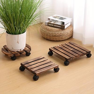 Heavy-Duty Wooden Plant Rolling Cart with Lockable Metal Wheels – or Indoor/Outdoor Use, Perfect for Patio and Planter Transport, Garden Cart