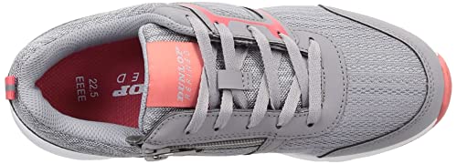 Dunlop Refined Women's Lightweight Walking Shoes, 4E Wide, Cushioned, Shock Absorbing, Zipper closure, Easy to Wear, Gray, DC1501, Size 23.5 cm