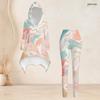 Women Plus Size Hooded Two Piece Set Long Sleeve High Low Printed Top And Fitted Pants