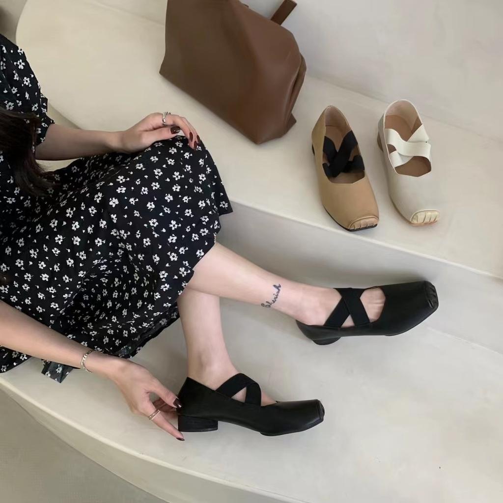 Women's Shoes French Style VintageNewMidStyle PumpsSkirt-Matching Block HeelMary Jane ShoesBalletShoes SummerStyle Soft SoleZi