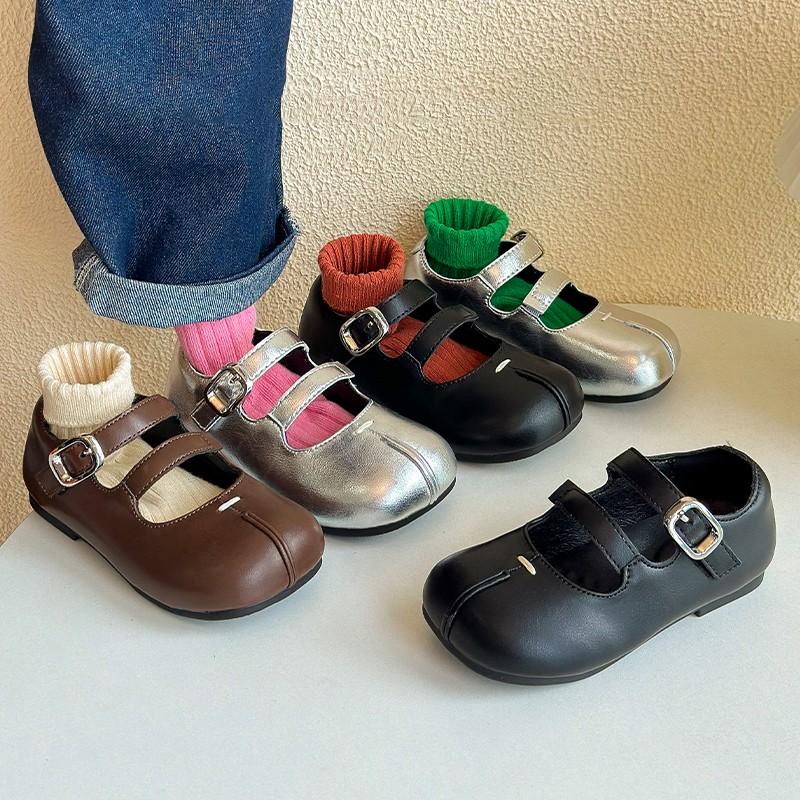 Girls Mary Jane Shoes Princess Soft Leather Ballet Flats Children Fashion Double Strap Round Toe Casual Toddler Designer Shoes