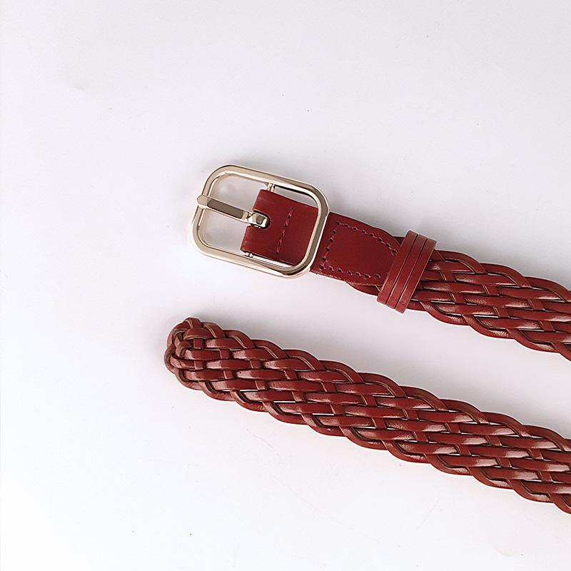 Four Seasons Available New Women'S Non Perforated Weaving Belt Retro Fashion Decoration Casual Pants Jeans Dress Belt