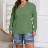 Women's Fashion Casual Solid Color Long Sleeve Oversized Pocket Plus Size Top
