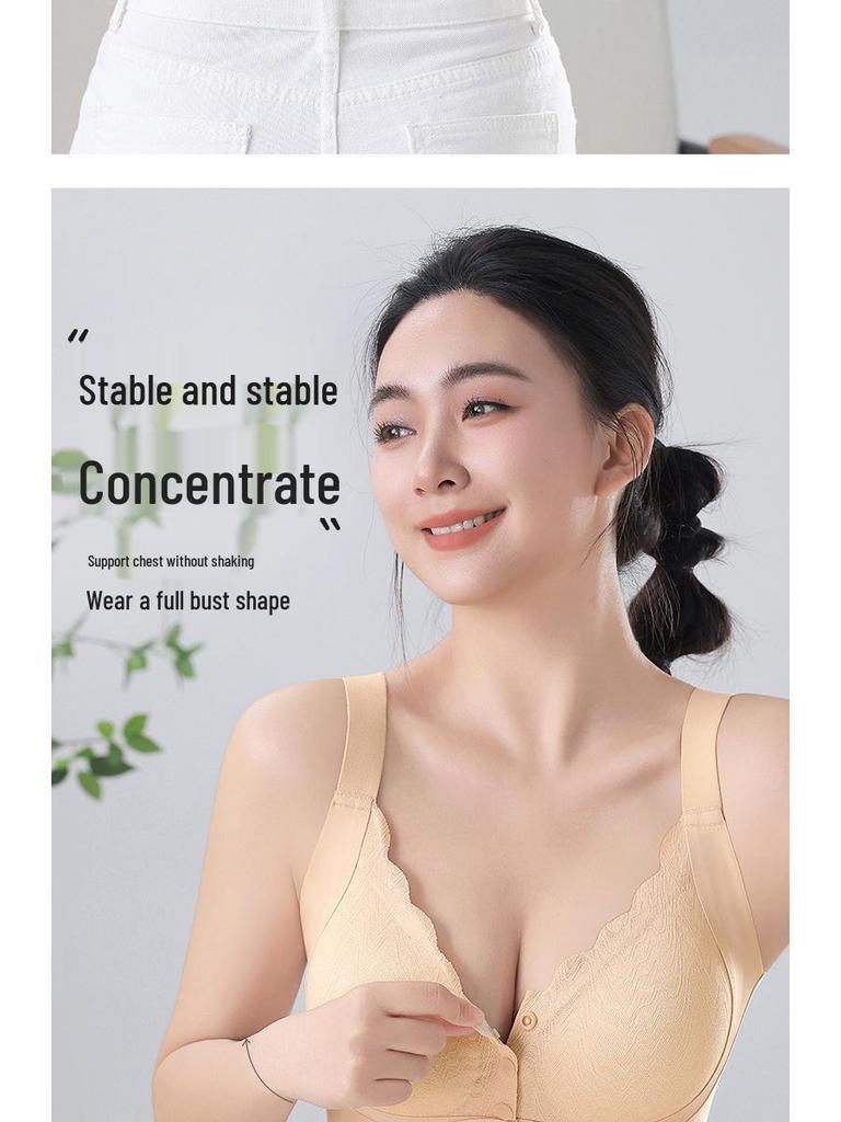 Plus-Size Women's Front-Buckle Nursing Bra: Seamless, Comfortable, for Middle-Aged & Elderly.