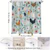 1pc Pastel Farm Life Shower Curtain - Soft Repeating Animal & Flower Pattern, Whimsical Watercolor Style, Blue Background,