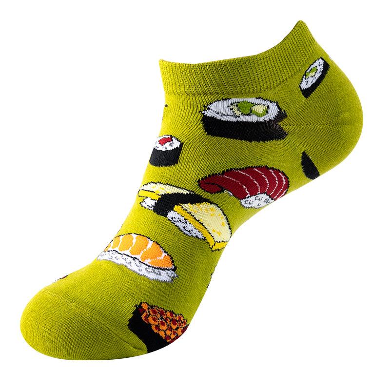 Spring Summer Socks Cute Funny Harajuku Cartoon Men Boat Oil Painting Food Casual Cotton Short Socks for Female Sox