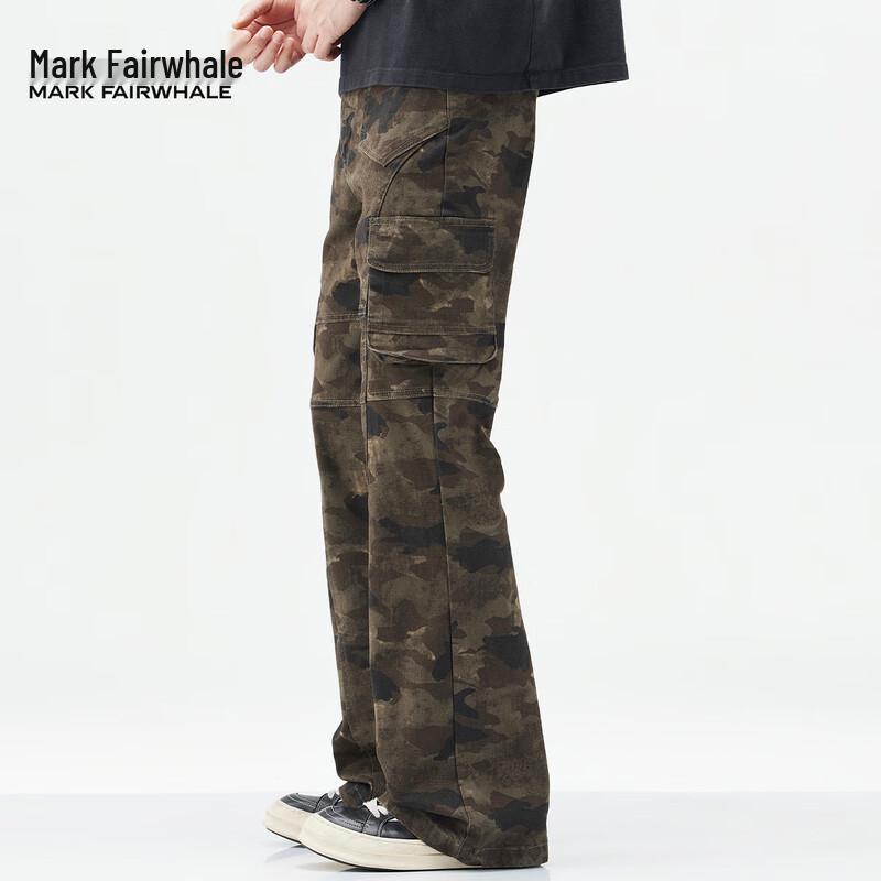 Mark Fairwhale Men's Slim Fit Camouflage Flare Cargo Pants