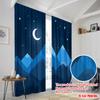 2pcs,2D Plane Printing Curtains&Window Treatment Crescent Moon Over Mountains Versatile Polyester Fabric (without Rod)