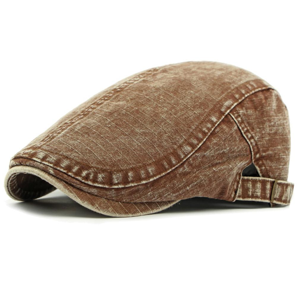

HT4722 Mens Beret Women Retro Artist Painter Beret Hat Male Female Ivy Flat Cap Adjustable Spring Summer Washed Cotton Beret Cap 55-60cm Adjustable кавовий