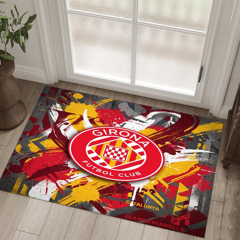 Girona FC Design Crystal Velvet Carpet Cozy Non?Slip Printed Rug For Bedroom Living Room Entrance