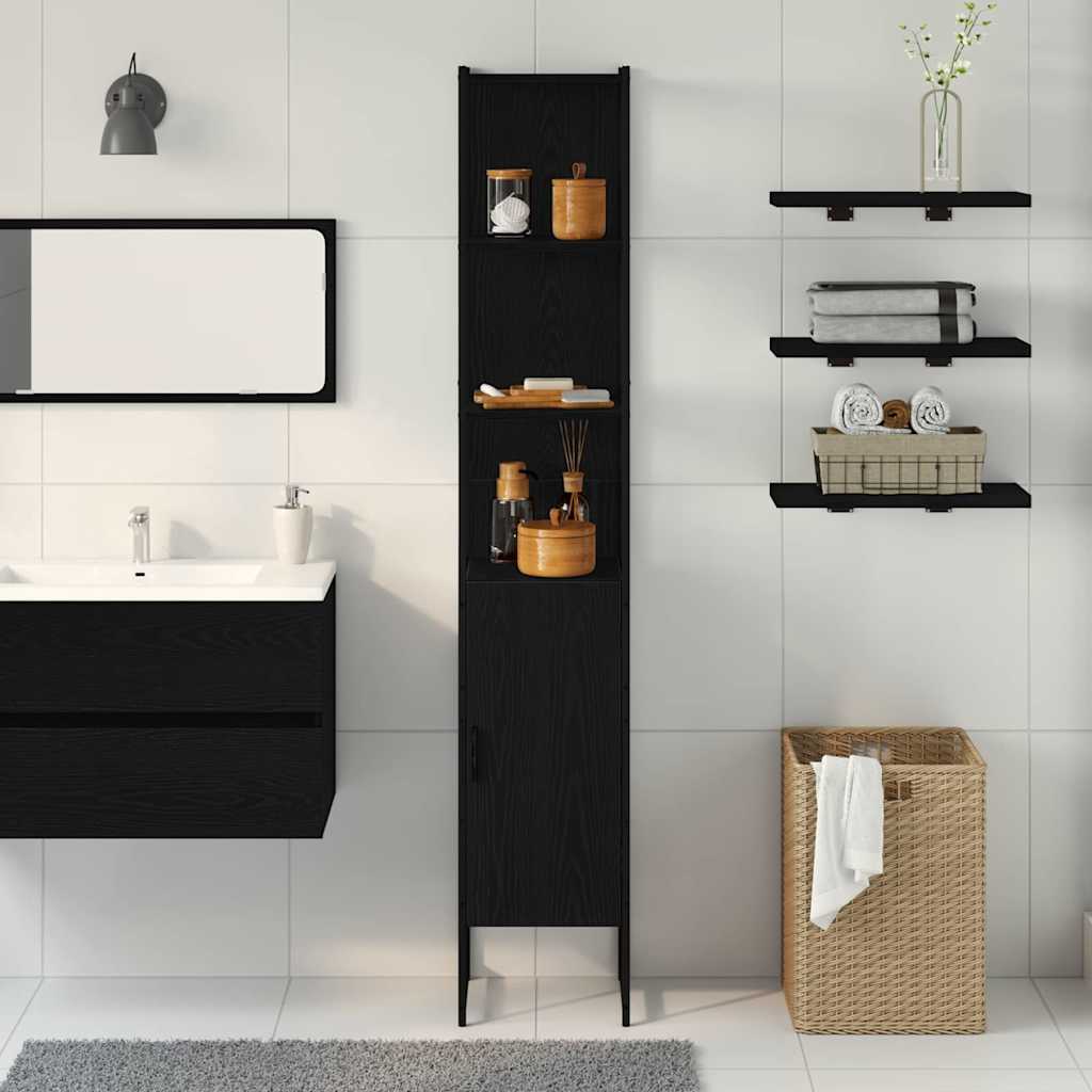Bathroom Cabinet Black Oak Effect 33 x 33 x 185.5 cm